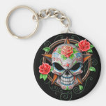 Sugar Skull Star, black Keychain