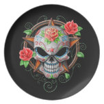 Sugar Skull Star, black Plate
