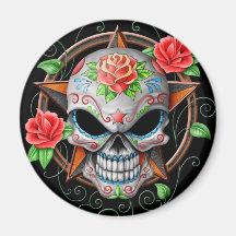 Sugar Skull Star, black Refrigerator Magnet