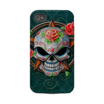 Sugar Skull Star, blue Iphone 4 Tough Case