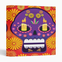 Sugar Skull Vector Illustration Notebook 3 Ring Binders