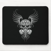 Sugar Skull with Gas Mask & Wings (black) Mouse Pads