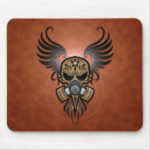 Sugar Skull with Gas Mask & Wings (brown) Mouse Pad