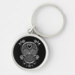 Sugar Skull with Roses, dark Keychains