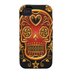 Sugar Skull with Roses, yellow and red Case For The iPhone 4