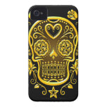 Sugar Skull with Roses, yellow Case-Mate iPhone 4 Cases