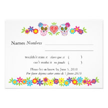 Sugar Skulls and Flowers RSVP Card