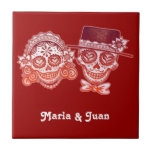 Sugar Skulls Day of the Dead Novios Ceramic Tile