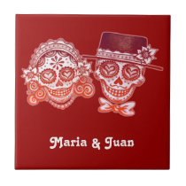 Sugar Skulls Day of the Dead Novios Ceramic Tile tiles
