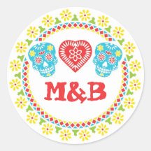 Sugar Skulls round sticker