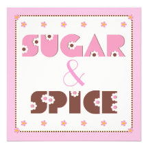 Sugar & spice baby girl shower invitation