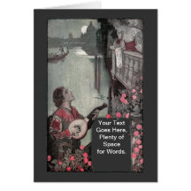 Suitor Serenades Lady in Venice Card