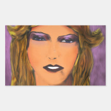 Sultry Woman Sketch Rectangular Sticker