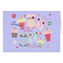 Summer Beach and Ice Cream Cones Greeting Card