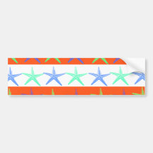 Summer Beach Theme Starfish on Orange Stripes Bumper Sticker