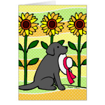 Summer Black Labrador with Sunflowers Card