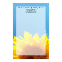 Summer Blue Sky with Yellow Sunflower Personalized Stationery