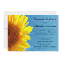 Summer Blue Sky, Yellow Sunflower Engagement Party Custom Invitations