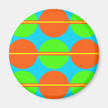 Summer Citrus Lime Green Orange Yellow Teal Circle Magnet