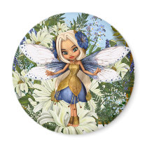 Summer Daisy Blue Fae Refrigerator Magnet