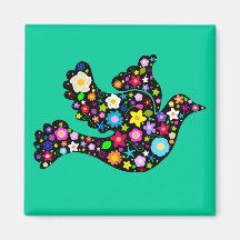 Summer Flowers Dove Magnets