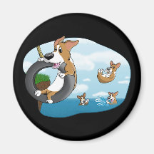 Summer Fun Corgi Refrigerator Magnets