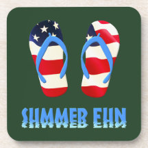 Summer Fun Flip Flop - USA Drink Coaster