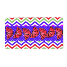 Summer Fun Grapefruit Slice Chevron Polka Dots Personalized Shipping Label