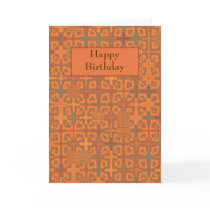 Summer Heat Orange Tapestry Birthday Card Template cards