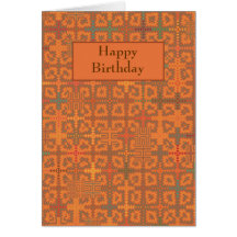 Summer Heat Orange Tapestry Birthday Card Template