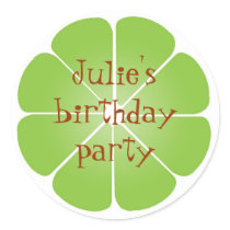 Summer lime green citrus party favour seal sticker