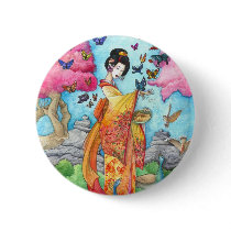 Summer Maiko 2" Button, Geisha Maiko Art