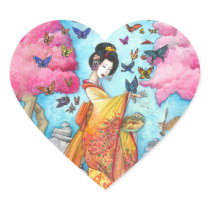 Summer Maiko Geisha Butterfly Heart Sticker