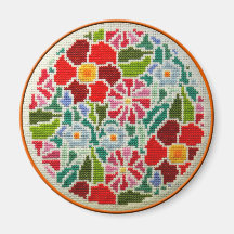 Summer memories hand embroidered round ornament fridge magnet