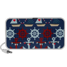 Summer Nautical Theme Anchors Sail Boats Helms Notebook Speaker