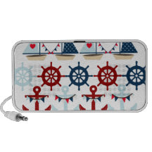 Summer Nautical Theme Anchors Sail Boats Helms iPod Speakers