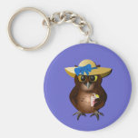 Summer Owl With Hat & Drink Key Chain