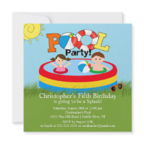 Summer POOL Party Birthday Invitation Boy Girl