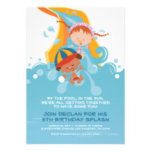 Summer Pool / Water Park Birthday Party Invitation