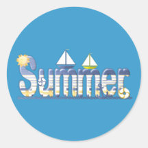 Summer Sailing Round Sticker