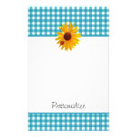 Summer Sunflower Gingham With Name Stationery Paper