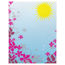 summer sunshine and fuschia flowers custom letterhead