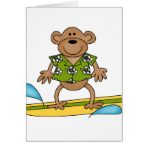 Summer Surfer Monkey Greeting Cards