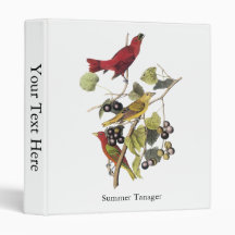 Summer Tanager by John Audubon 3 Ring Binder