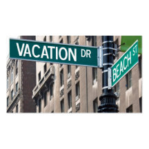 Summer Vacation Beach Street Signs Business Card Template