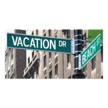 Summer Vacation Beach Street Signs Personalized Photo Card