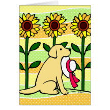 Summer Yellow Labrador with Sunflowers Greeting Cards
