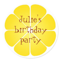 Summer yellow lemon party favour seal stickers