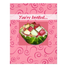 Summertime Picnic Watermelon Fruit Pink Swirls Personalized Invites
