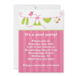Summertime Pink and Green Bathing Suit Invitation